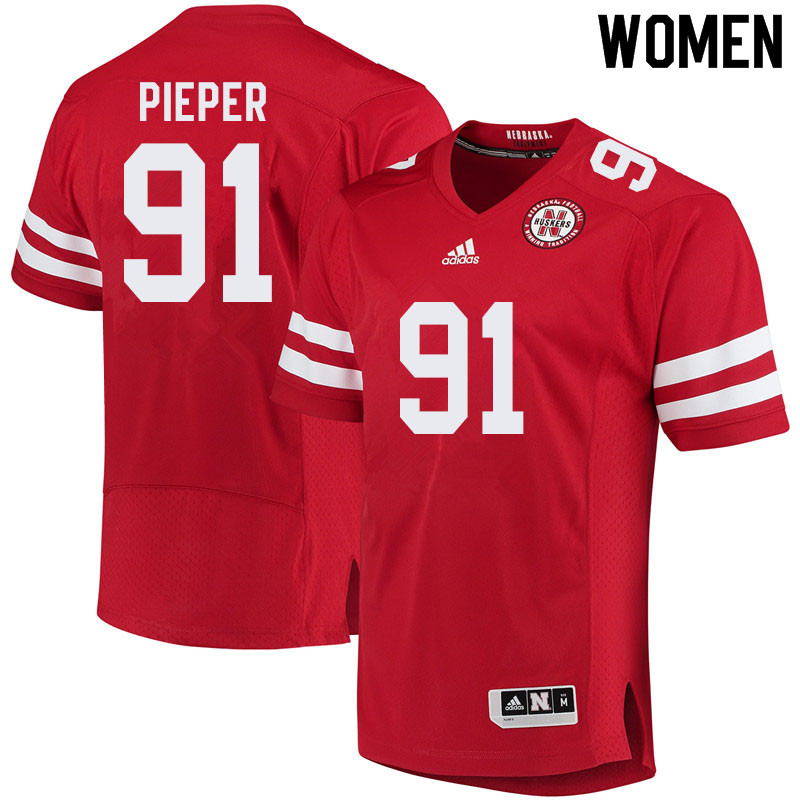 Women #91 Cameron Pieper Nebraska Cornhuskers College Football Jerseys Sale-Red